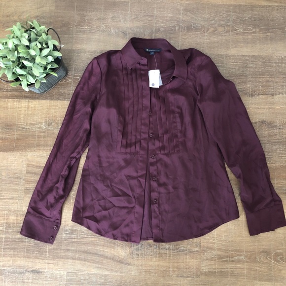 Brooks Brothers Tops - NWT Brooks Brothers Pintucked Bib Burgundy Blouse